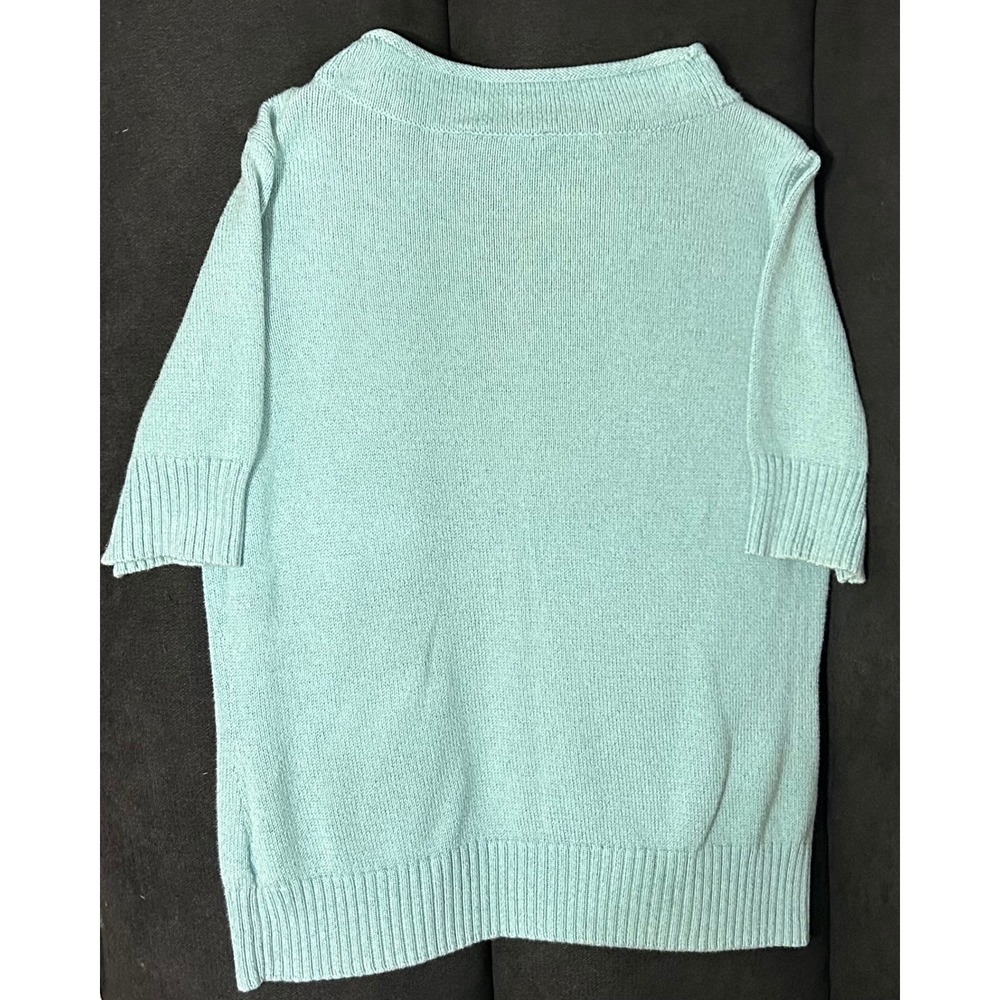 Pendleton Women's Large Blue Short Sleeve Sweater Lightweight Cotton Knit Top - Picture 2 of 5